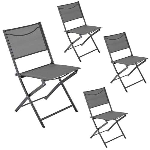 Black Set of 4 Metal Folding Dining Chairs Q1821