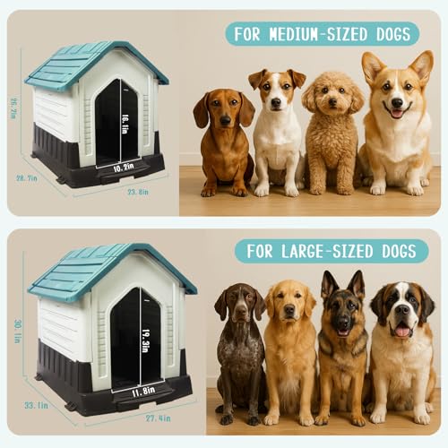 Waterproof Plastic Dog House with Air Vents and Elevated Floor U8539