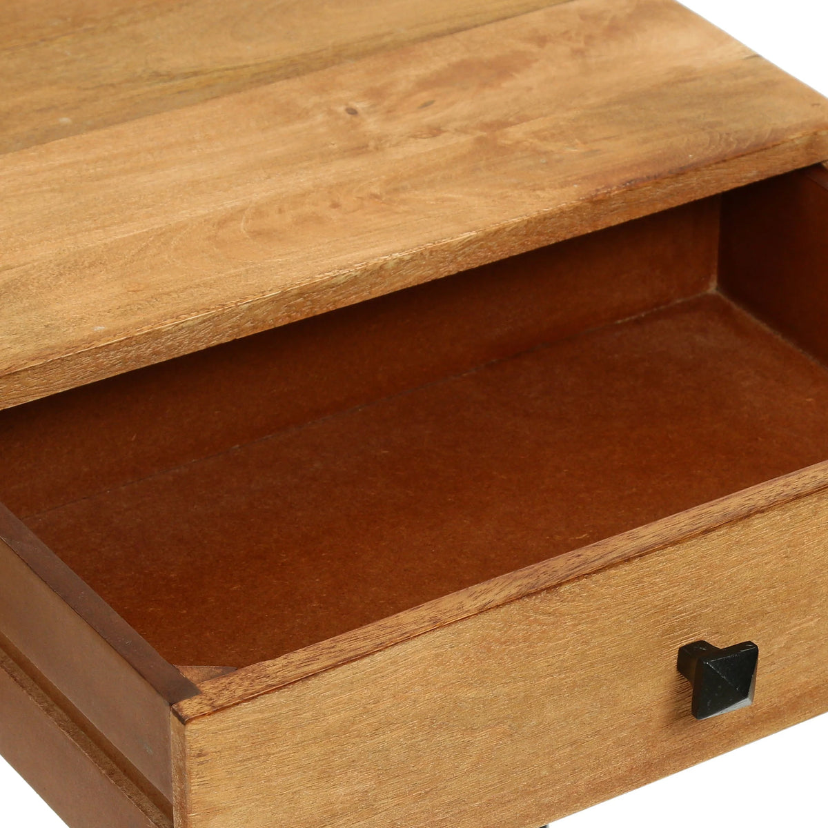 Mango Wood C-Shaped Side Table with Drawer W302160