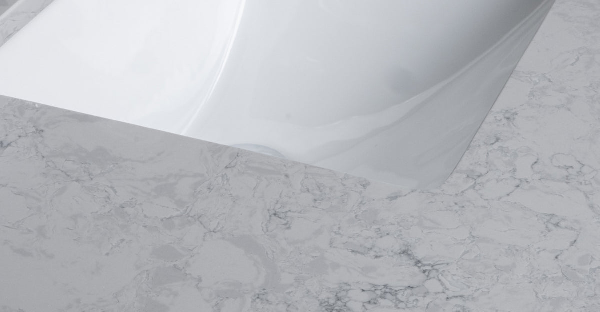 37in Grey Engineered Stone Vanity Top with Ceramic Sink V95249
