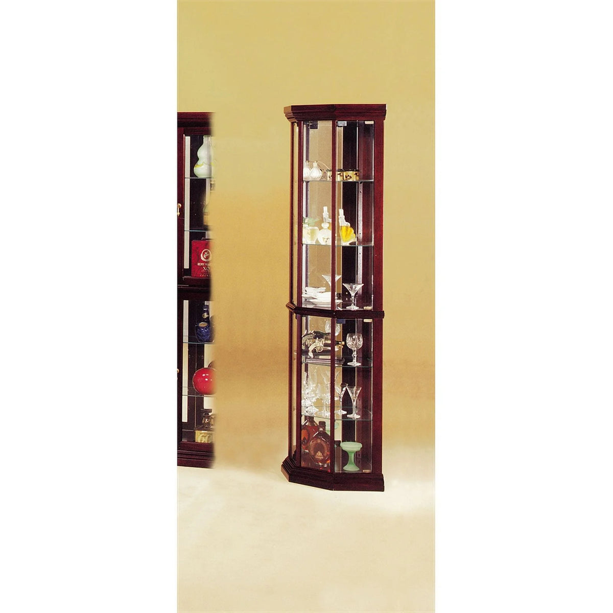Corner Curio Cabinet in Cherry Finish G464