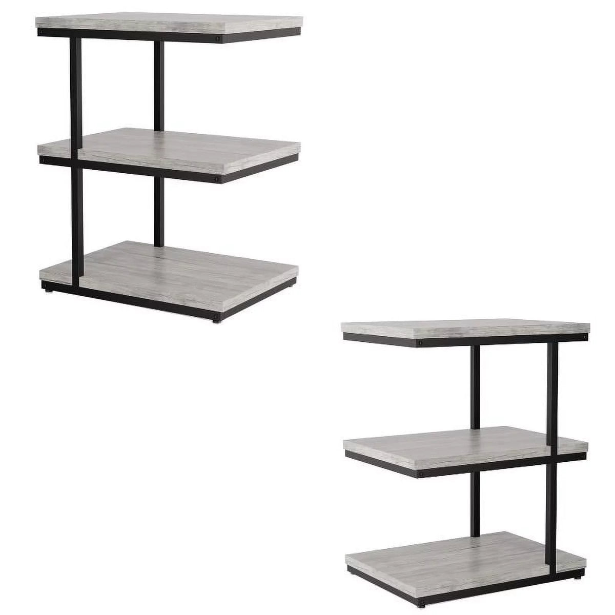 Light Gray 3-Shelf Metal Side Table Set of 2 Y864