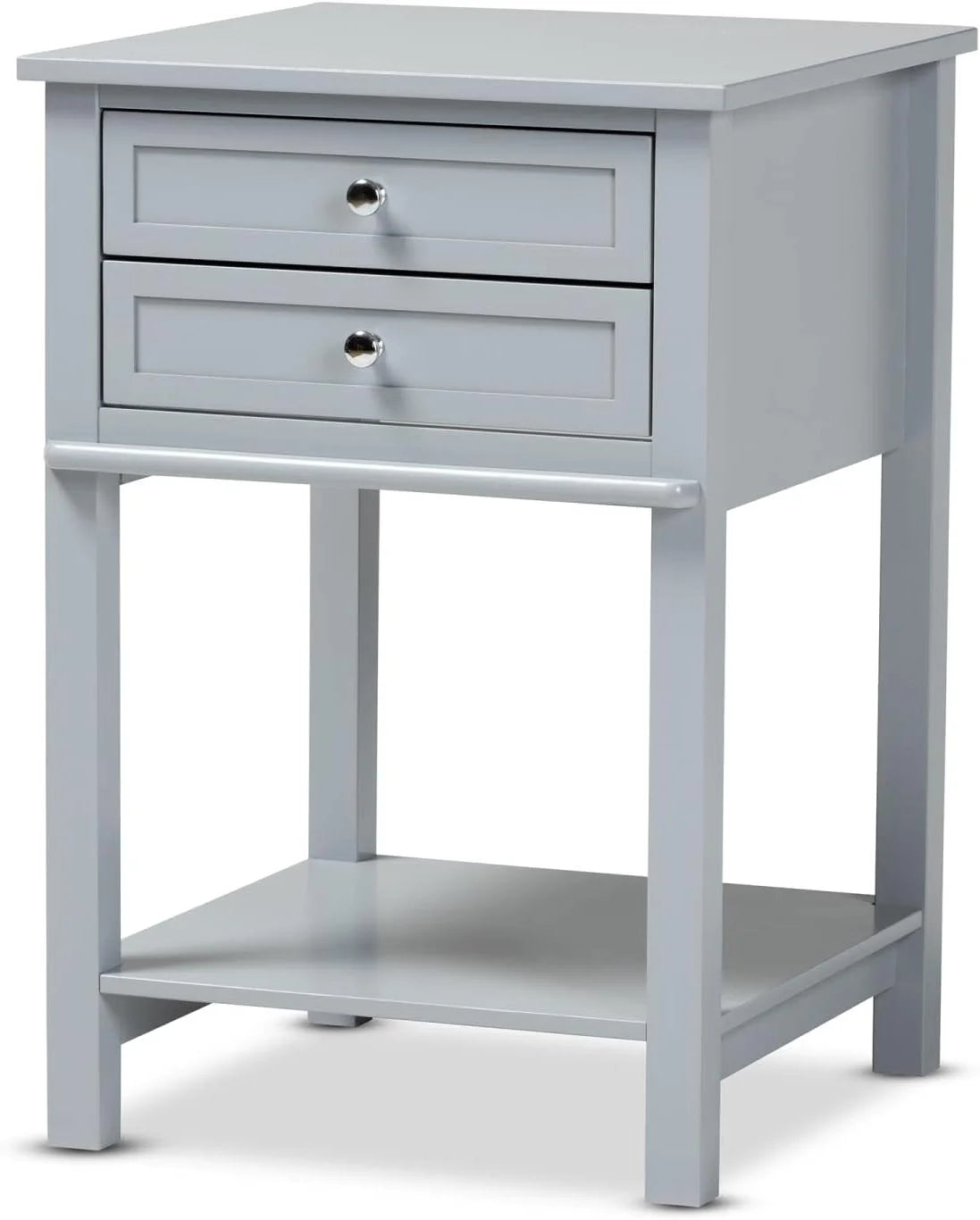 Light Grey 2-Drawer Wood End Table P4276