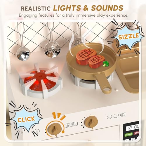 Wooden Play Kitchen with Lights & Sounds A10315