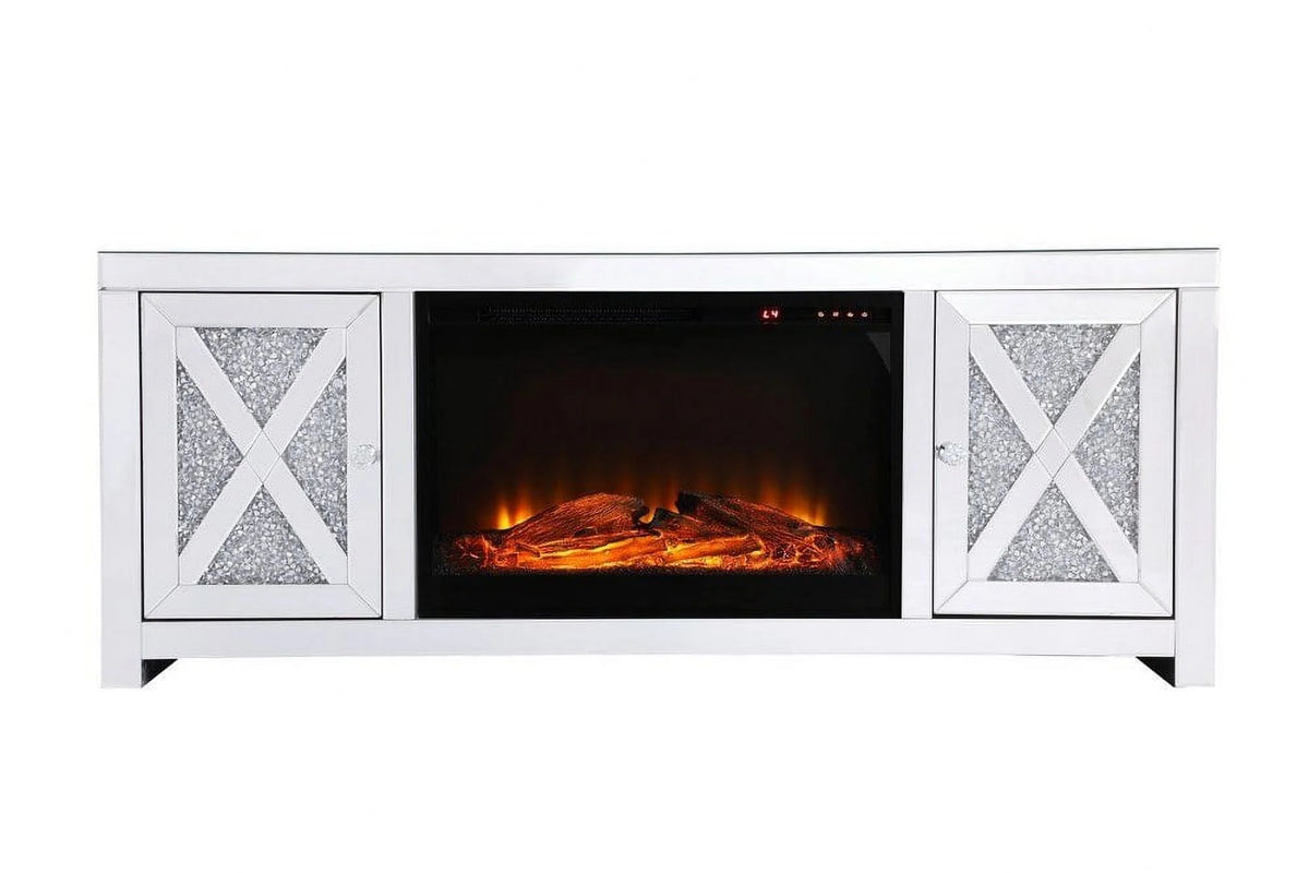 Mirrored Tv Stand with Fireplace 23.5 inches Tall and 16 inches Wide S419