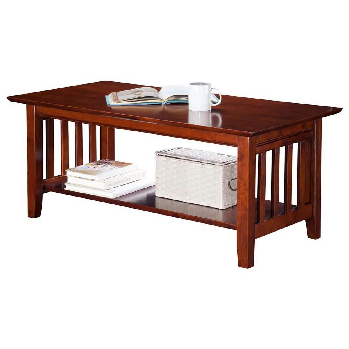 Solid Wood Coffee Table with Sturdy Leg in Walnut T72454