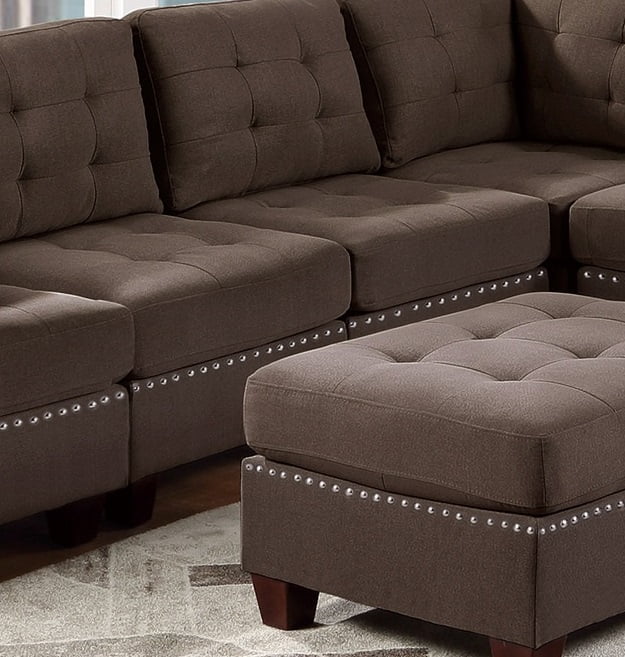 Black Linen Like 6pc Modular Sectional Set Y458321
