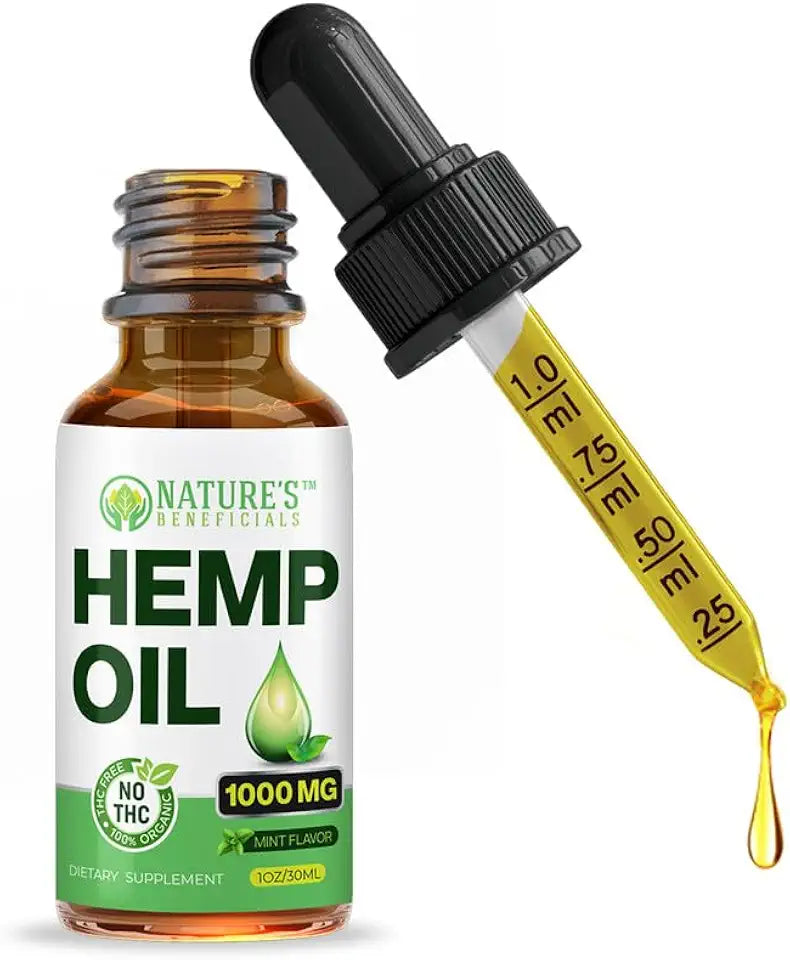 Organic Hemp Oil Extract Drops 1000mg Omega 3 6 9 Non-GMO Z422