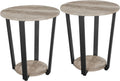 2-Tier Round End Tables Set of 2 with Metal Legs Gray I708
