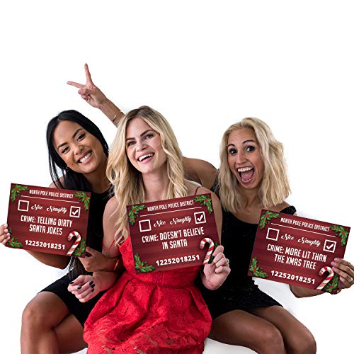 Christmas Photo Booth Prop Mugshot Signs 20 Double sided cards P561839
