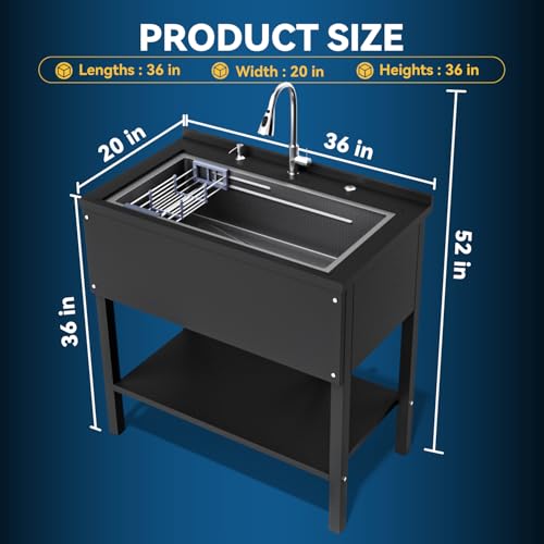 24" Stainless Steel Freestanding Utility Sink with Faucet X726703