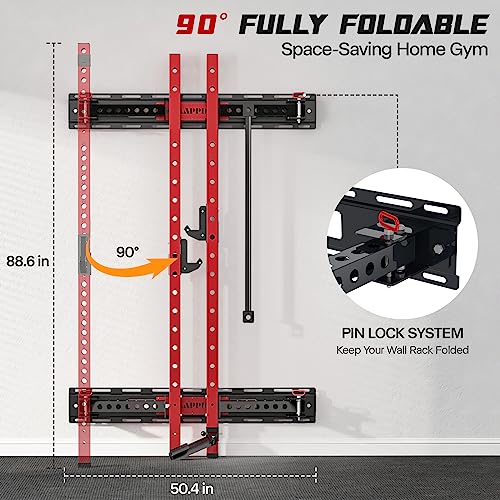 Wall Mounted Folding Squat Power Rack with Pull Up Bar G6724