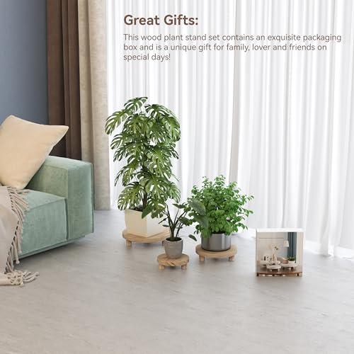 3 Pcs Wood Plant Stand Indoor Outdoor N69997