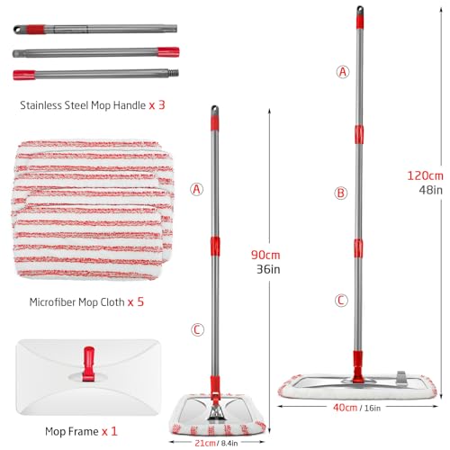 Extra Large Microfiber Flat Mop with 5 Pad A76866