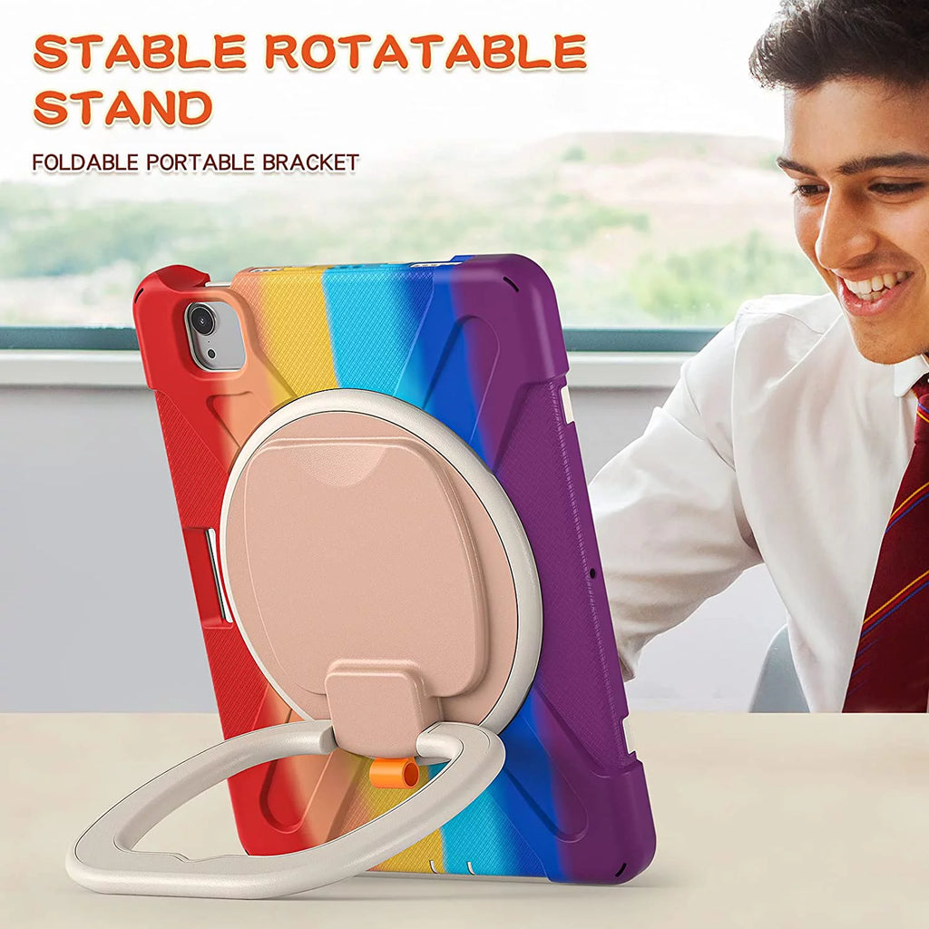 iPad Case with Rotatable Stand Shoulder Strap Pencil Holder Shockproof Silicone D967