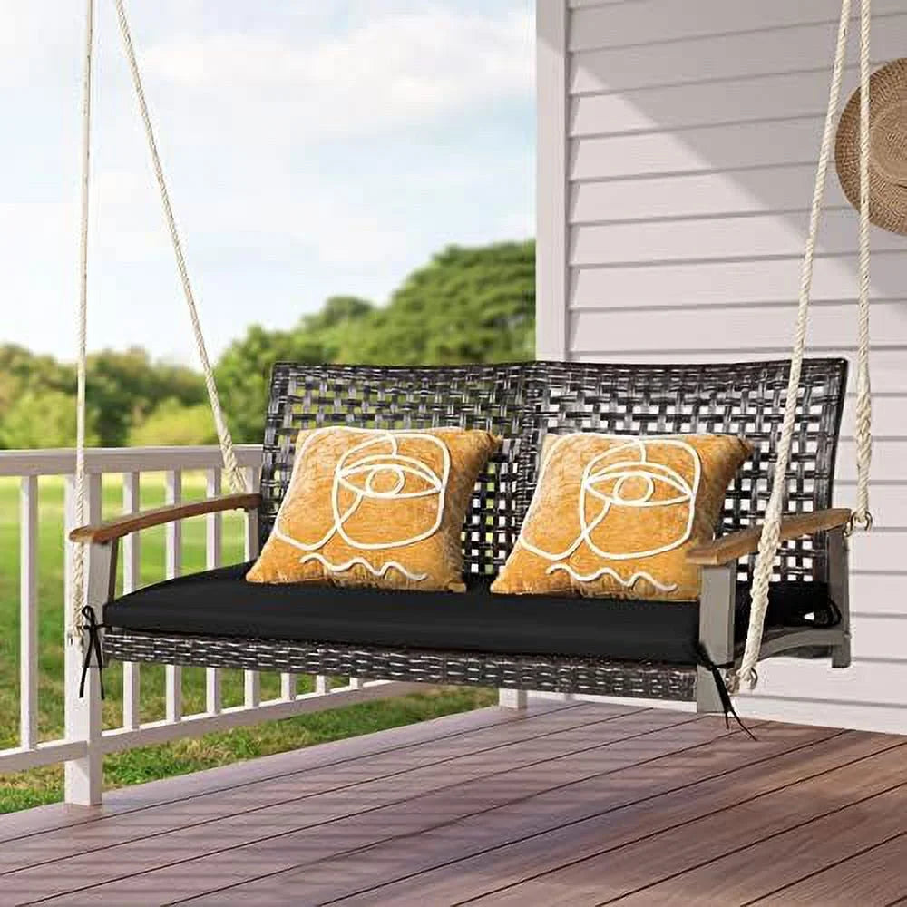 2-Seat Rattan Wicker Swing Chair with Seat Cushion X441