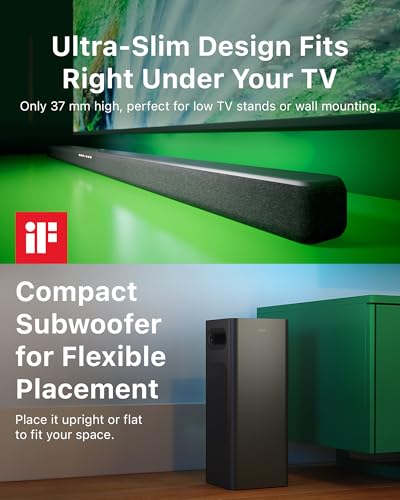 2.1 Soundbar with Wireless Subwoofer and DTS Virtual:X, 240W, Bluetooth 5.4, HDMI ARC, Dark Grey P978755