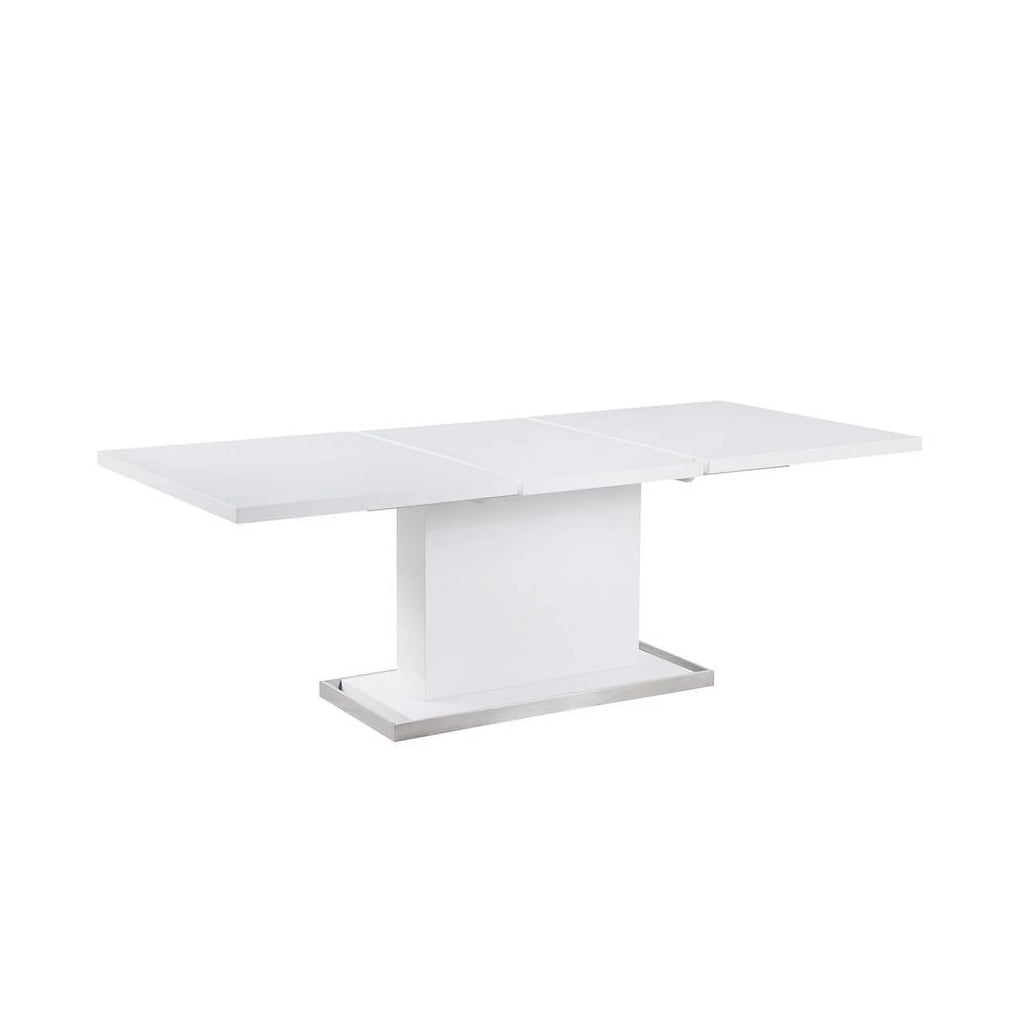 White Extendable Steel and Wood Dining Table E866245