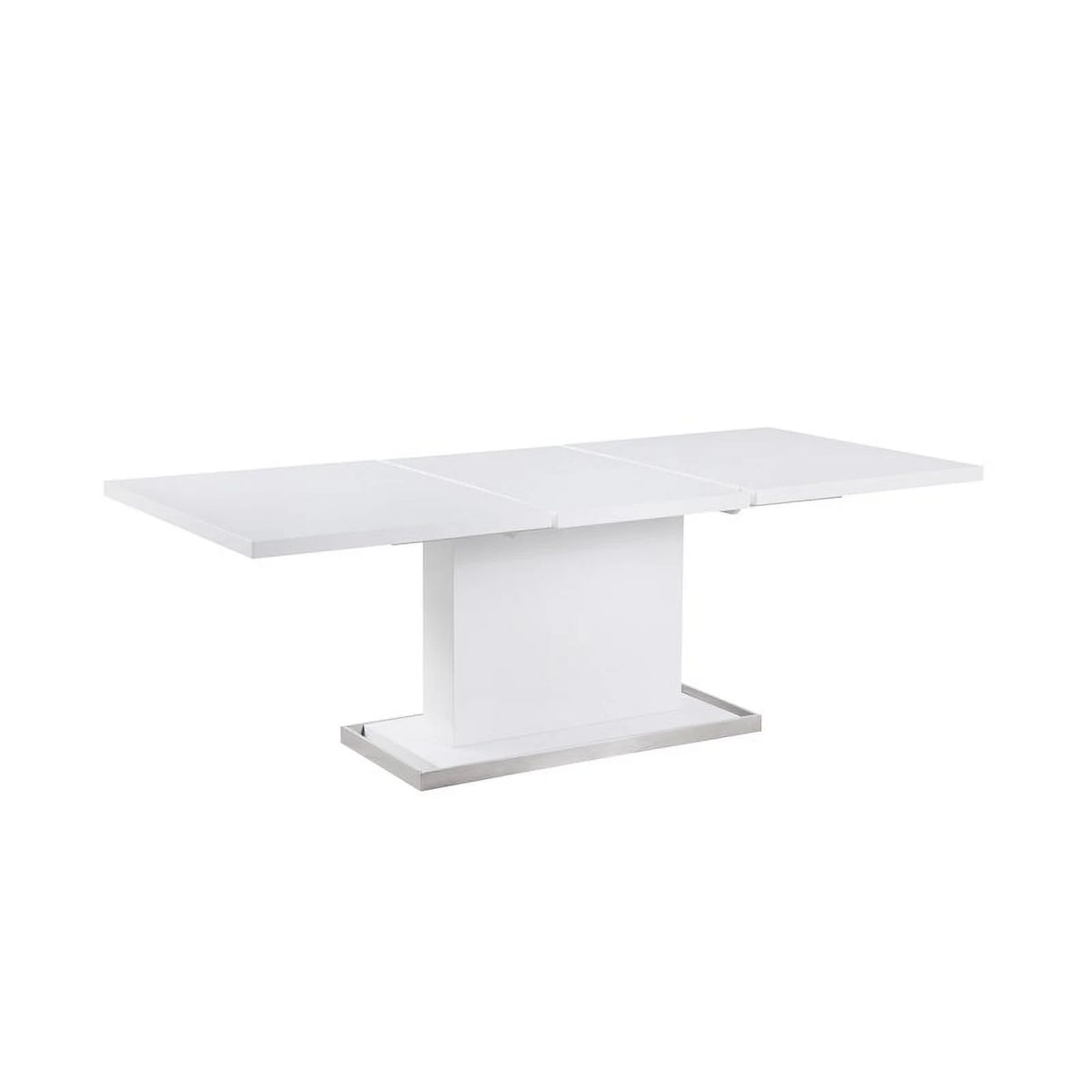 White Extendable Steel and Wood Dining Table E866245