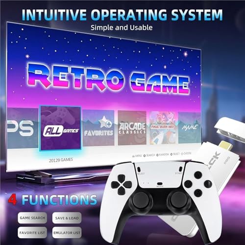 Wireless Retro Game Console Stick 20000+ Classic Games 4K HDMI 64GB Black P7157