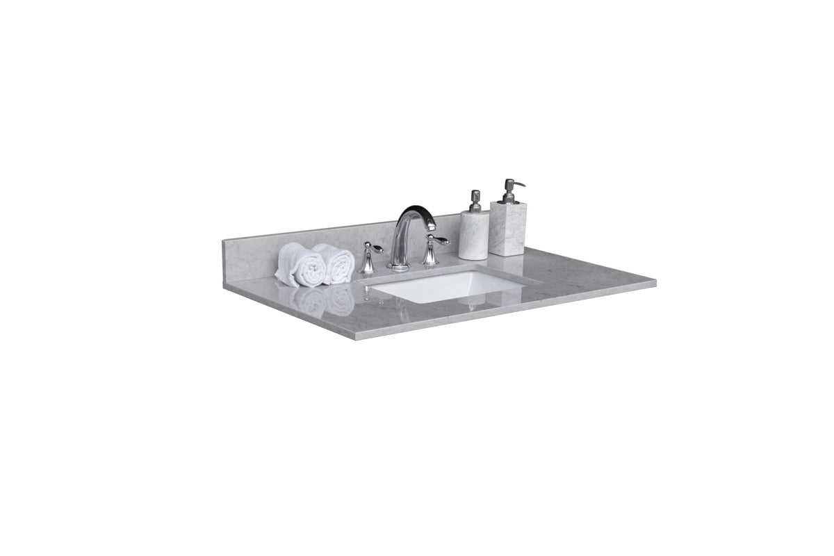 37in Grey Engineered Stone Vanity Top with Ceramic Sink V95249
