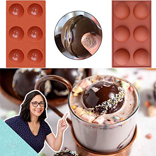 2.5 Inch Silicone Hot Chocolate Bomb Mold 3 Pack with Brush and Spatula A481838