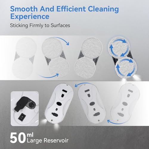 Automatic Window Cleaning Robot with Dual Spray, 3000Pa Suction, Remote Control U836