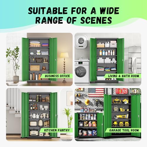 72” Black Metal Storage Cabinet with Doors and Shelves J766944
