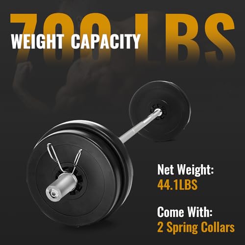7Ft Olympic Barbell 700lbs Capacity Chrome 2Inch Diameter U8291