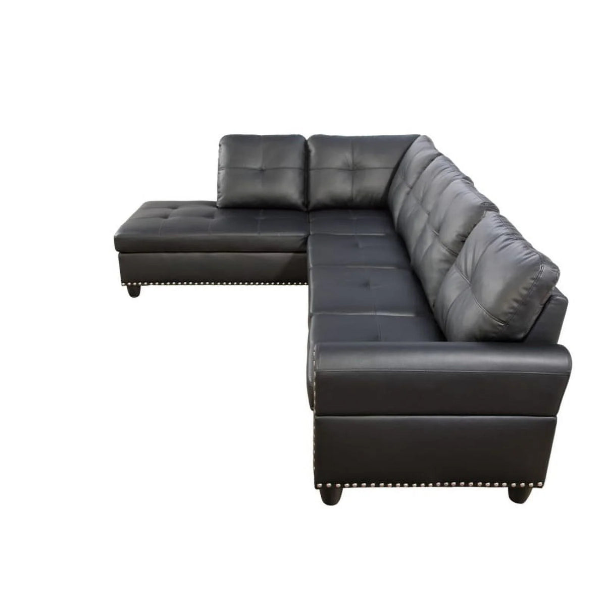 Faux Leather Sectional Sofa in Black B205949