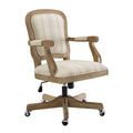 Beige Stripe Upholstered Office Chair with Wheels Z42575