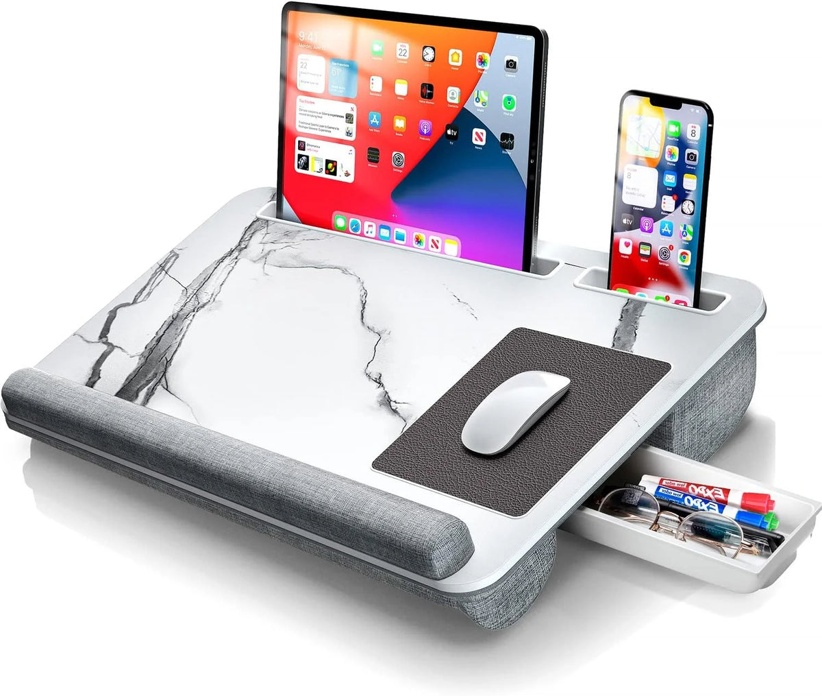 Foldable Lap Desk with Mouse Pad and Storage Drawer, Fits Up to 17" Laptop A634261