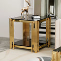 Stainless Steel Square Glass End Table R699