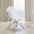 2 Pack Transparent Side Chair with Arms and Gold Base X51722