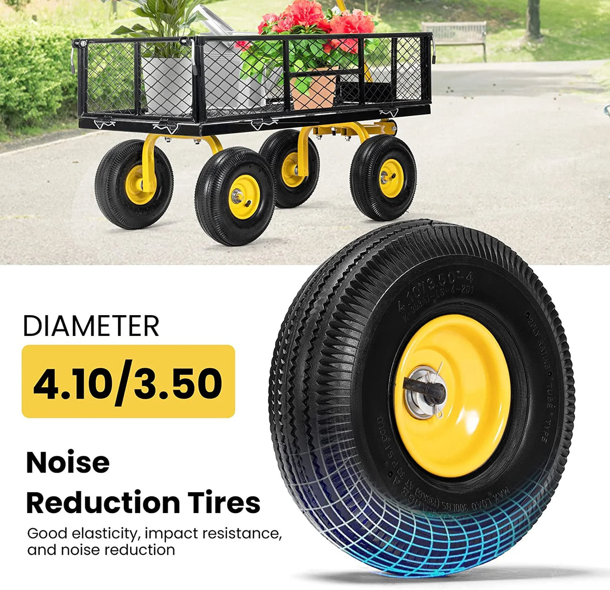 Mesh Steel Garden Cart with Removable Sides, 880 lbs Capacity D508