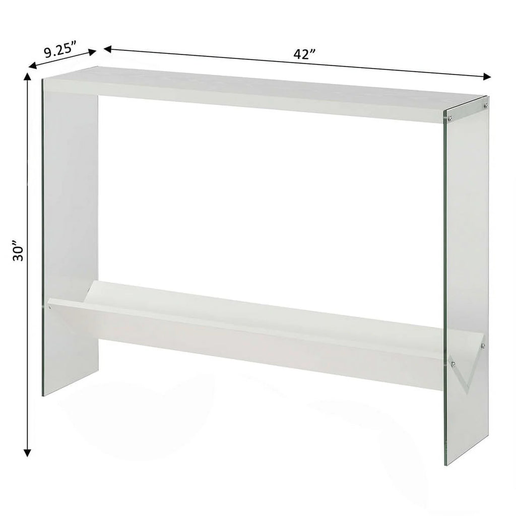 White Wood Console Table with Shelf E6815