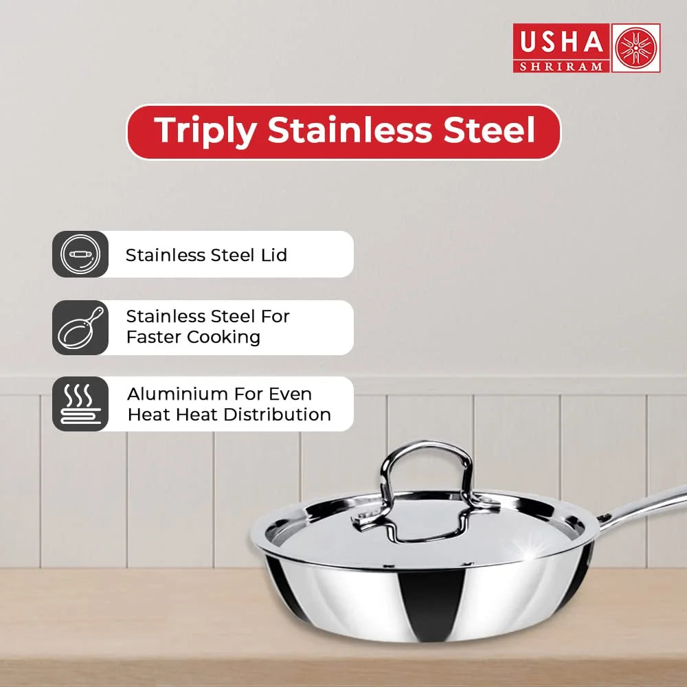 Stainless Steel Frying Pan with Lid L78634