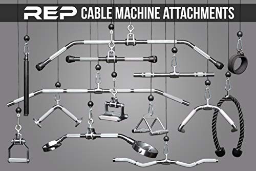 Cable Machine Attachments, Curl Bar, D-Handle, Ankle Cuff, Tricep Rope, Straight Bar V700