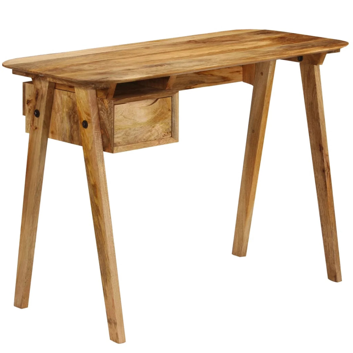Writing Table with Storage Drawer Mango Wood Computer Desk Z267126