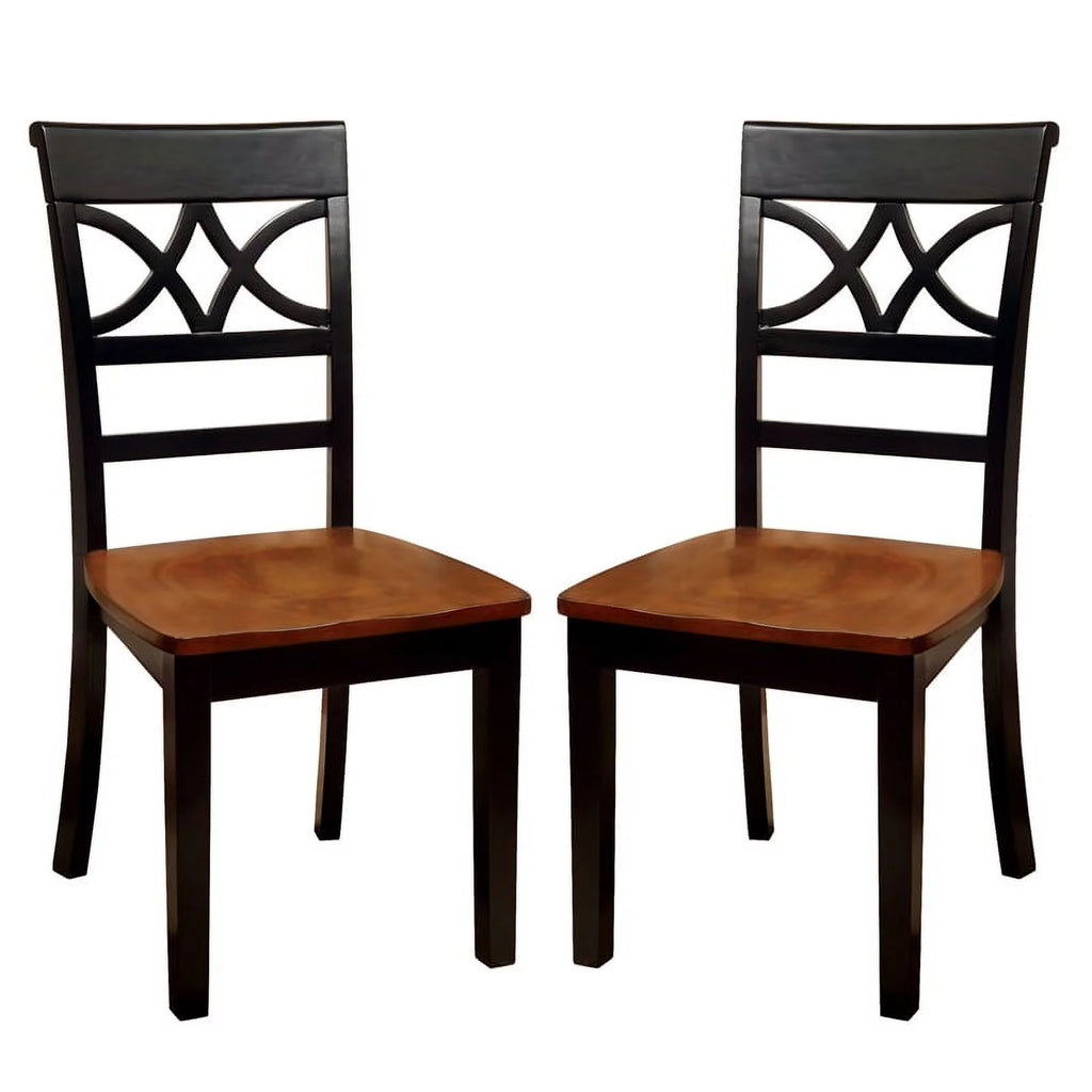 Black and Cherry Wood Dining Chair Set of 2 L377636