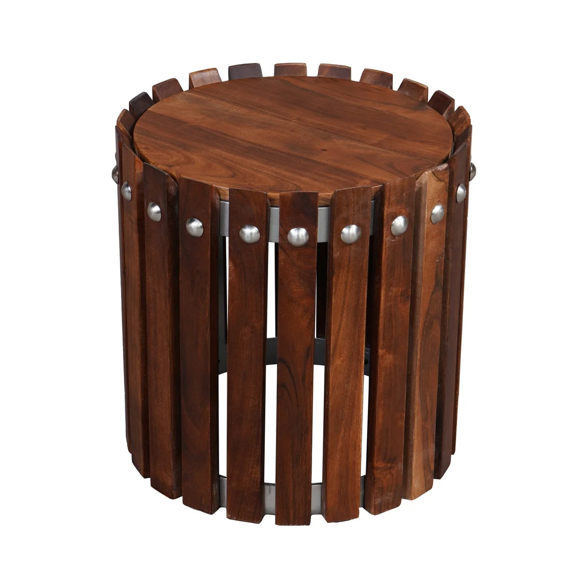 15 Inch Round Acacia Wood Side End Table U824955