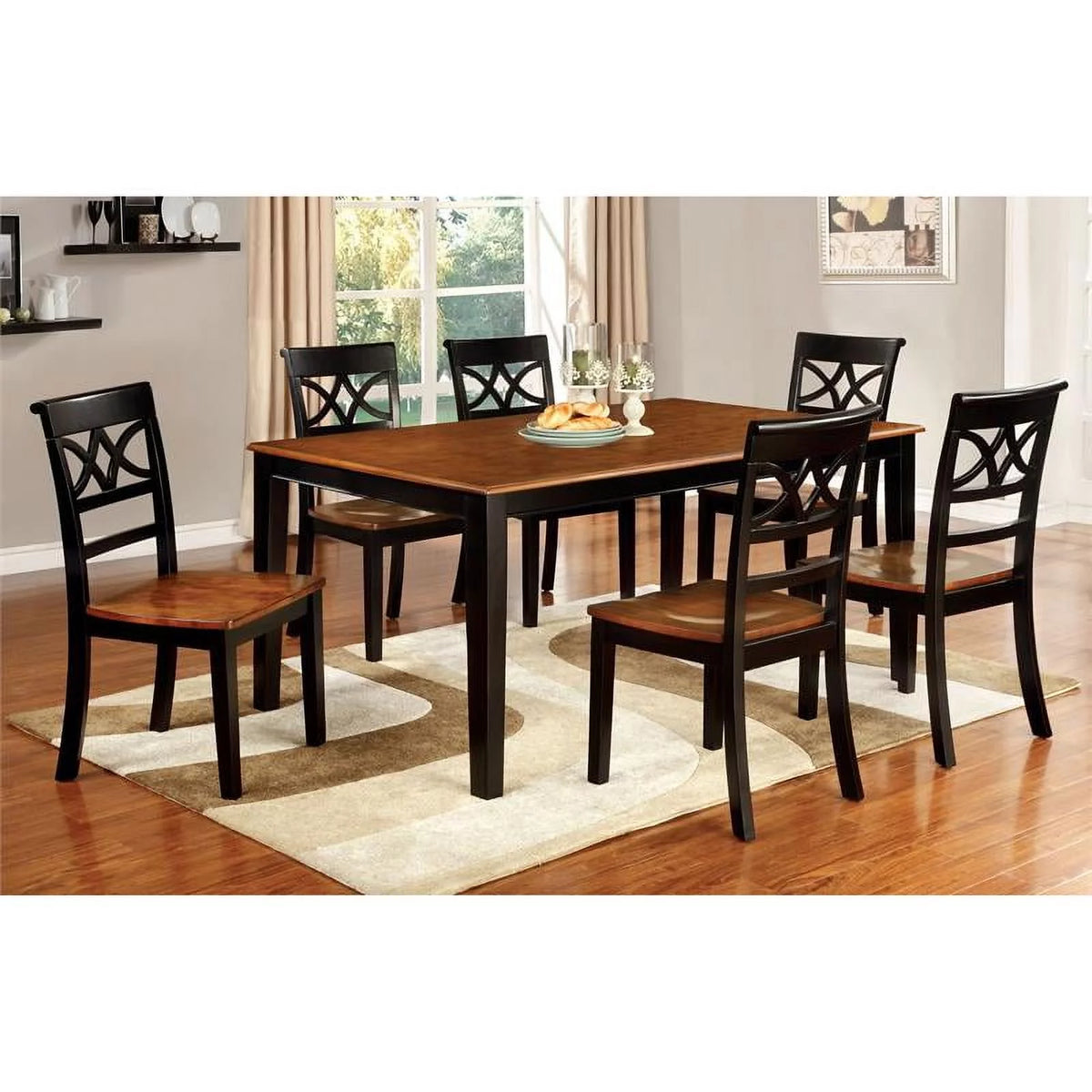 Black and Cherry Wood Dining Chair Set of 2 L377636
