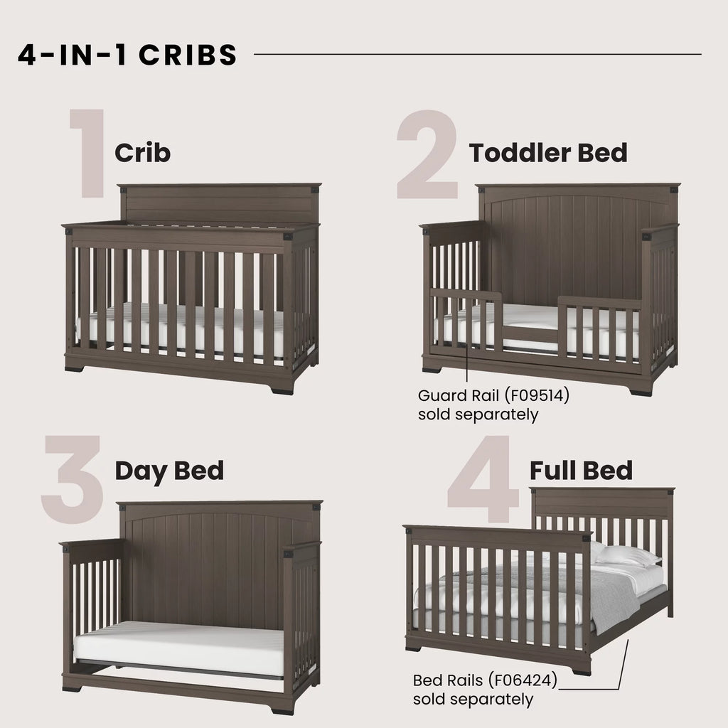 Gray 4-in-1 Convertible Crib Y8560