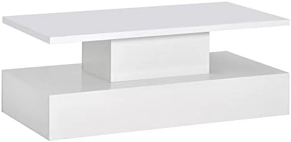 White LED Coffee Table with Drawers S651