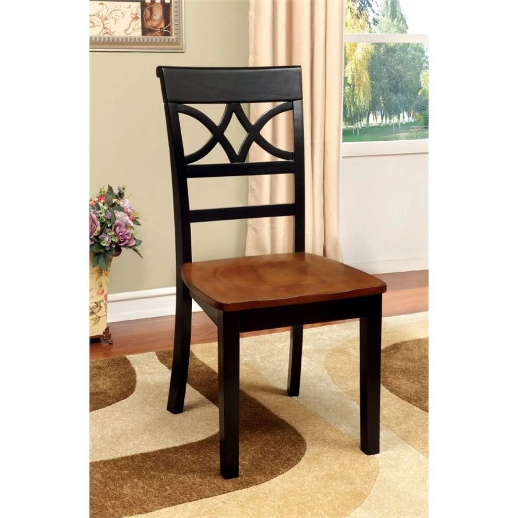 Black and Cherry Wood Dining Chair Set of 2 L377636