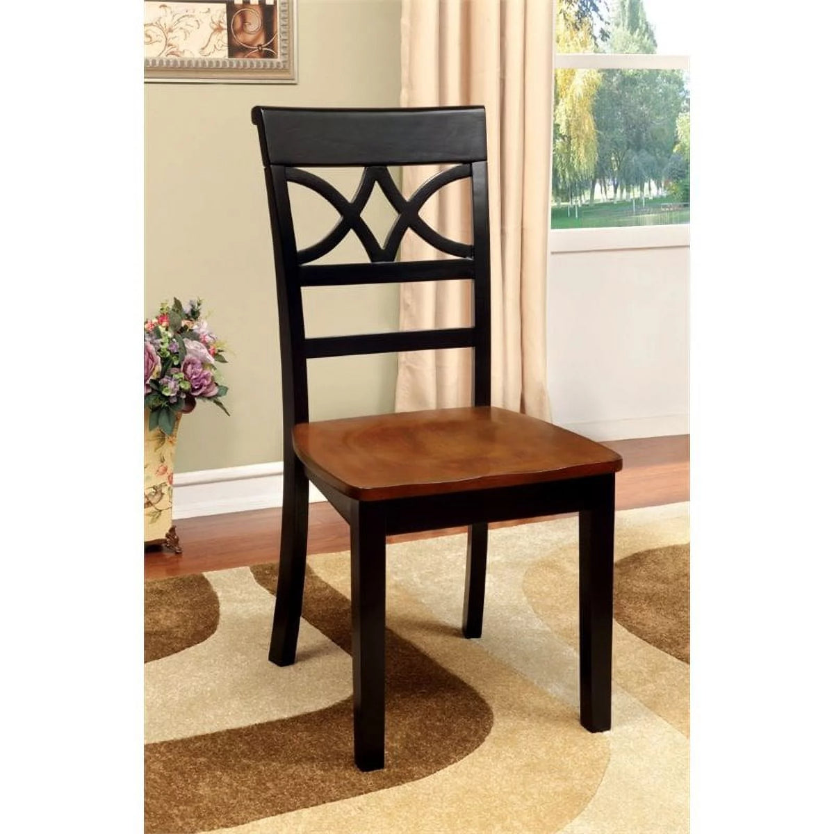 Black and Cherry Wood Dining Chair Set of 2 L377636