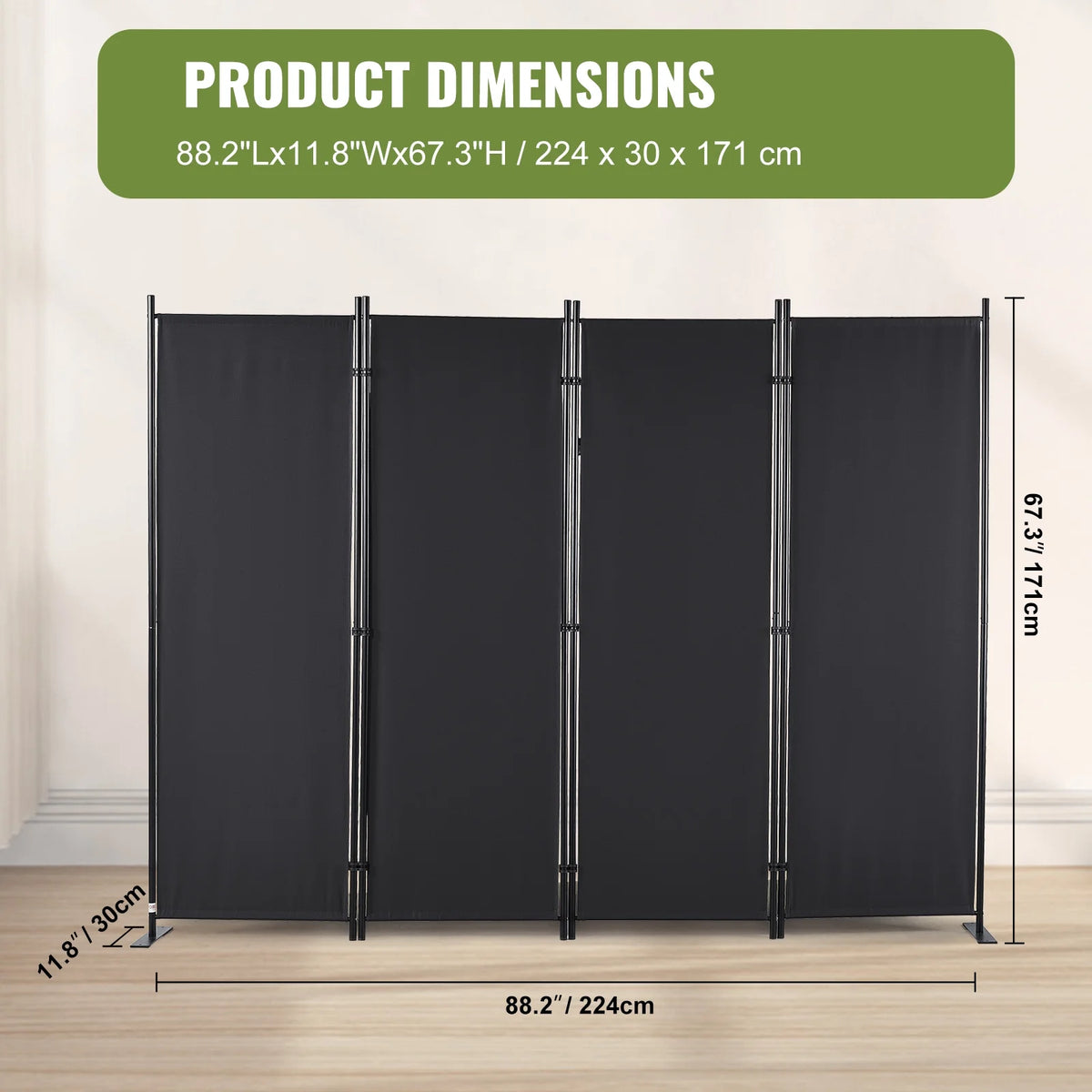 4-Panel Folding Fabric Room Divider T367756