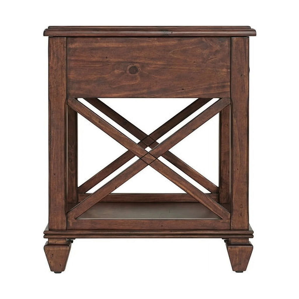 21" Square Wood End Table with Drawer Set of 2 I4928