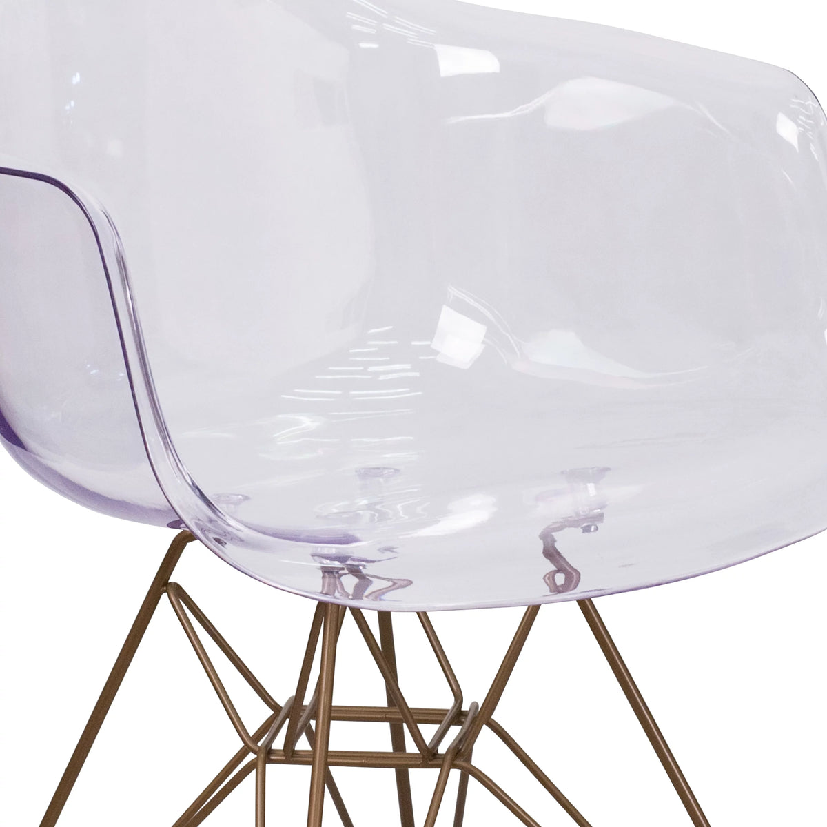 2 Pack Transparent Side Chair with Arms and Gold Base X51722