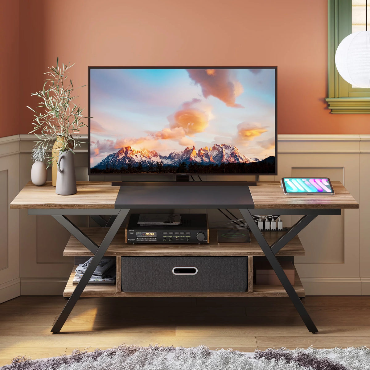 Modern TV Stand with LED & Outlets for TVs up to 65" L60670